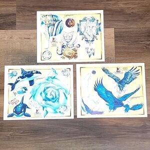Bergsma tatoo flash art prints  Wildlife art Set of 3